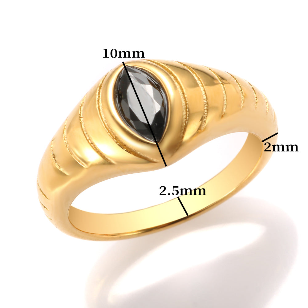 Triangle Black Stone Ring